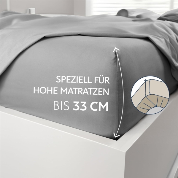 Dreamzie - Spannbettlaken 160x200 cm | Mikrofaser Weich – Für Dicke Matratzen – Oeko-Tex | Komfort, Atmungsaktivität, Pflegeleicht – Anthrazit Bild 2