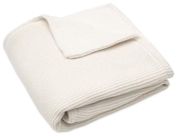 Jollein 517-511-67031 Babydecke Strickdecke mit Teddyfell - Basic Knit Ivory (75x100 cm)