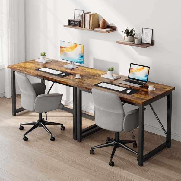 JUMMICO Schreibtisch 140 x 50 x 75 cm, Kleiner Tisch Computertisch Bürotisch für Arbeitszimmer, Computertisch Klein für Home, Office, Braun Bild 2