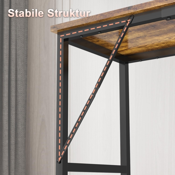 JUMMICO Schreibtisch 140 x 50 x 75 cm, Kleiner Tisch Computertisch Bürotisch für Arbeitszimmer, Computertisch Klein für Home, Office, Braun Bild 4