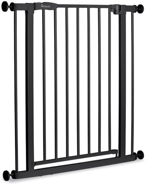 Hauck Treppenschutzgitter Türschutzgitter Open N Stop 2, für Breiten 75-80 cm, ohne Bohren, Einhändiges Beidseitiges Öffnen, Manueller Schließmechanismus, Metall (Black)