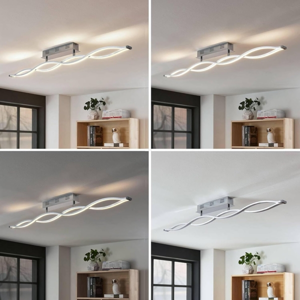 Lucande LED Deckenleuchte Roan, dimmbar, LED-Leuchtmittel fest verbaut, warmweiß, Modern, Acryl, Edelstahl, Aluminium, weiß, chrom, silber, inkl. Bild 5