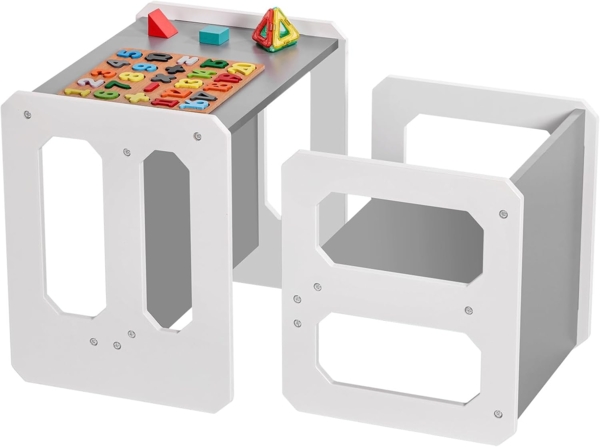 Yorbay Kindertisch Kindersitzgruppe 2 in 1 mit Sitzbank, Sitzgruppe für Kinder (2-tlg), Multifunktionstisch