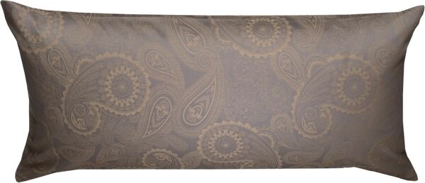 Bettwaesche-mit-Stil Mako-Satin Damast Paisley Bettwäsche "Davos" gold braun - grau Kissenbezug 40x80 cm