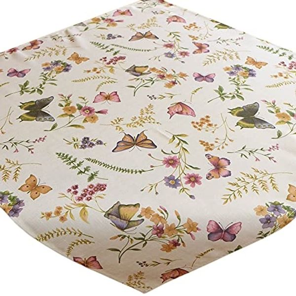 matches21 HOME & HOBBY Tischdecke Tischdecke EMELIE Schmetterlinge & Blumen Polyester 85 x 85 cm (1-tlg), Pflegeleicht & waschbar bei 30 °C
