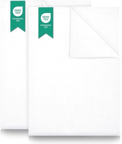 2er Pack Betttuch/Bettlaken/Haustuch 250x150 cm Doppelpack weiß von Green Mark Textilien® 100% Baumwolle