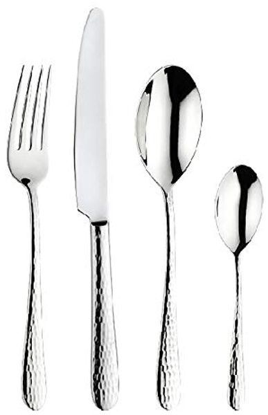 PINTINOX Besteck-Set Luna (24-tlg), 6 Personen, Edelstahl 18/10, Hammerschlagoptik, spülmaschinengeeignet