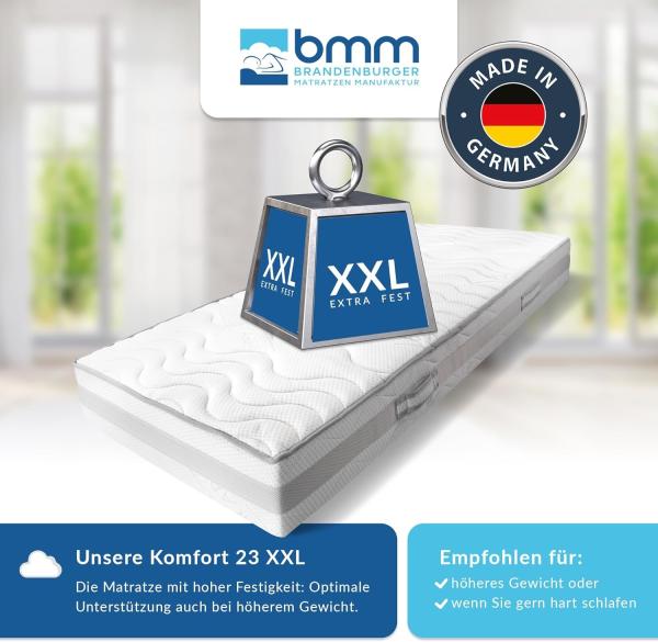 BMM Komfort Super XXL Kaltschaummatratze in H4 extra fest (bis 150kg), Öko-Tex Zertifiziert, produziert in Deutschland, 140x200 cm Bild 2