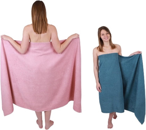 Betz Badetuch Stück Badetücher groß XXL Berlin 100 x 200 cm Badetuch Saunatuch, 100% Baumwolle (2 Stück, 2-St), Farbe Lotus-taubenblau