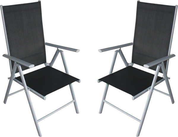 4x Klappsessel RAVENNA Alu + Kunstgewebe schwarz (4-er Set)