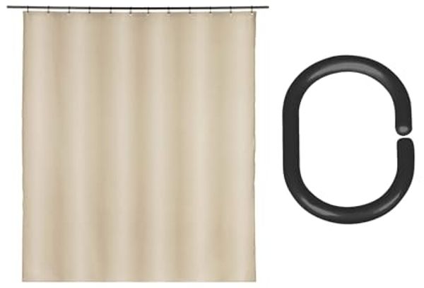 SCHÖNER WOHNEN-Kollektion Duschvorhang »Mayour« Breite 180 cm (Set, 17-tlg), aus recyceltem Polyester, wasserabweisend, mit 16 Duschvorhangringen