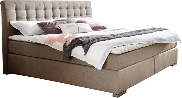 Boxspringbett Lenno - Stoffbezug Beige H2 & H3 200x200cm