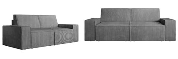 Vente-unique - AMELIA Couchgarnitur SamtStoff Grau - B 95 cm x H 85 cm x L 230 cm210 cm