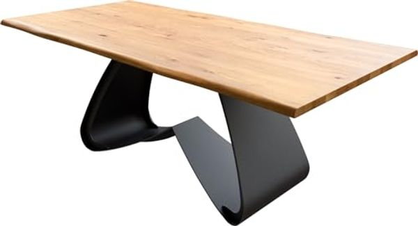 Esstisch Edge 200x100x2,5-3 Eiche Natur W-Gestell Metall Schwarz Live-Edge
