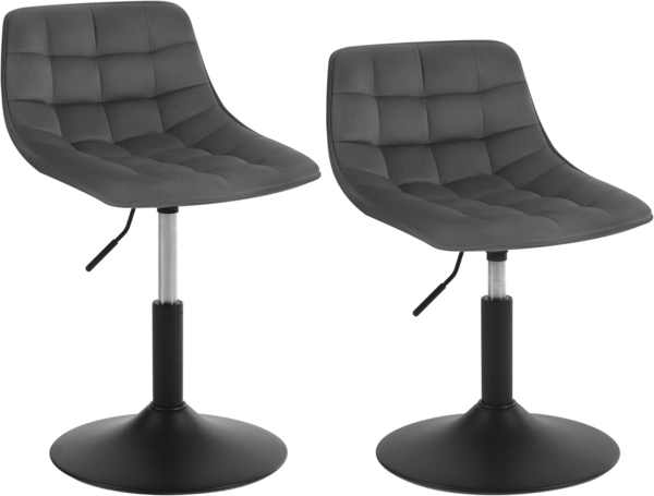 WOLTU 2er Set Verstellbarer Sitzhocker Stuhl Arbeitshocker Bürohocker Esszimmerstuhl Schminkhocker Homeoffice Kommerzieller Shop Mehrzweck 360° Schwenken Samt Dunkelgrau Sitz 38-49. 5cm Hoch