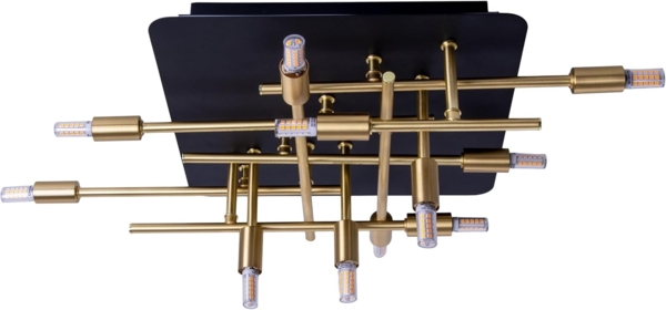 näve LED Deckenleuchte Ancona, LED fest integriert, Warmweiß, messing/schwarz, Lichtfarbe warmweiß mit Backlight schwarz/gold,11xG9