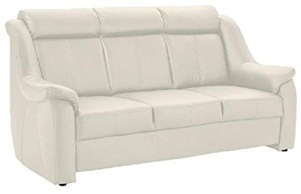 Cavadore 3-Sitzer Beata / 3er Ledercouch im modernen Design / 188 x 98 x 92 / Echtleder Weiß