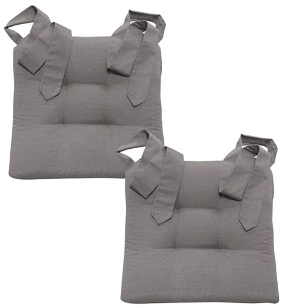 MAGMA Stuhlkissen Sitzkissen FINO Schleifenband Auflage - ca. 42cm x 46cm x 7cm - 2er Set grau
