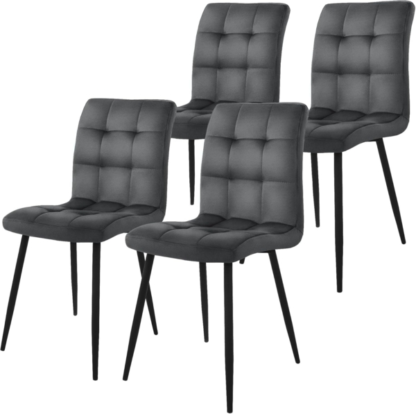 ML-DESIGN Stuhl Esszimmerstuhl mit Rückenlehne Polsterstuhl mit Metallbeine (4 St), Ergonomischer Stuhl Anthrazit Samtbezug Wohnzimmerstuhl Küchenstuhl