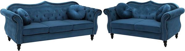 SKIEN Sofa Set 5-Sitzer, Samtstoff, blau