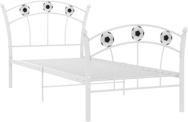 vidaXL Einzelbett mit Fußball-Design Weiß Metall 90x200 cm 324745