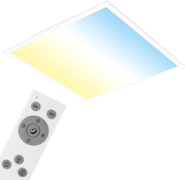 Briloner Leuchten LED Deckenleuchte-Panel, Dimmbar, Farbsteuerung, Fernbedienung, 36W, 3800 lm, LED-Lampe, Wohnzimmerlampe, Deckenlampe, Weiß, 59. 5 cm