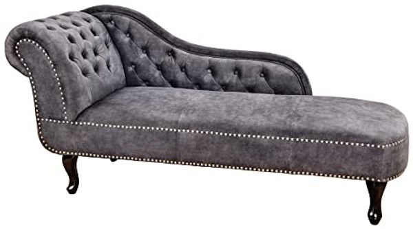 riess-ambiente Recamiere CHESTERFIELD 170cm grau / dunkelbraun, Einzelartikel 1 Teile, Wohnzimmer · Strukturstoff · Chesterfield