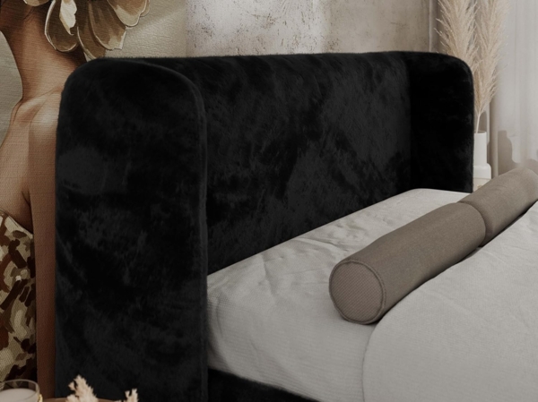 Polsterbett mit Lattenrost, Doppelbett für Schlafzimmer, Gepolstertes Kopfteil - EMORA DUO - 120 x 200 cm - Schwarz Stoff Bild 5