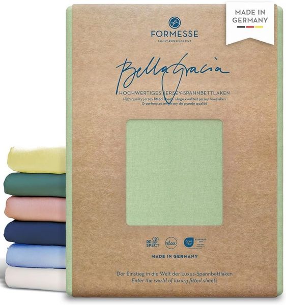 Formesse Jersey Spannbetttuch Bella Gracia | 120x200 - 130x220 cm | pistazie
