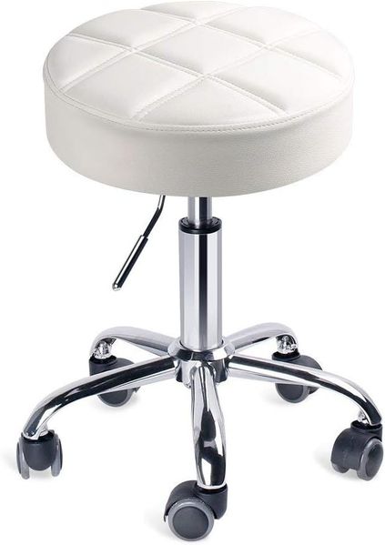 Leader Accessories Drehhocker höhenverstellbar Rollhocker Funktionaler Arbeitshocker Studiohocker im modernen Design Weiß(Sitz Φ35cm)