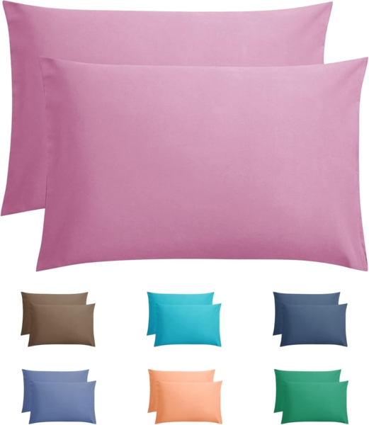 Sleeptime Kissenbezug 60 x 70 Rosa - 2er Set - 100% Baumwolle - Kissenhülle 60x70 - Mit Hotelverlsuss