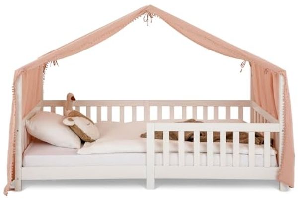 IDIMEX Betthimmel LIAN, Betthimmel Kinder aus Musselin mit Pompons rosa