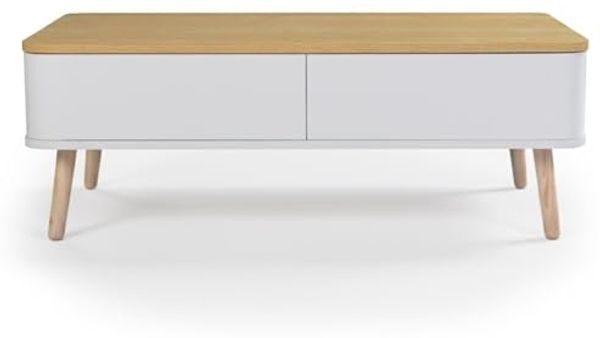 Menzzo Bergen Couchtische mit Stauraum, Holz/Weiß, L95 x T50 x H35 cm