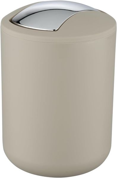 Wenko 'Brasil S' Kosmetikeimer mit Schwingdeckel, Kunststoff (BPA-frei), Ø 14x21 cm, 2 Liter, Taupe