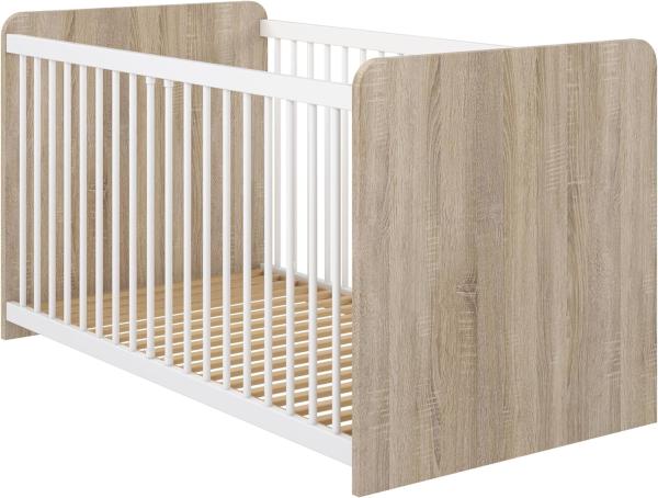 FORTE Winnie Babybett, Holzwerkstoff, Beige/Weiß, 75,8 x 80,5 x 144,4 cm