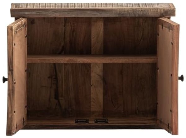 Rustikaler Spiegelschrank Sumatra aus recyceltem Altholz Landhaus-Stil 60x45x20 cm mit Spiegeltüren für Bad oder Gäste-WC massivum Bild 6
