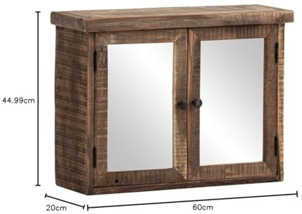 Rustikaler Spiegelschrank Sumatra aus recyceltem Altholz Landhaus-Stil 60x45x20 cm mit Spiegeltüren für Bad oder Gäste-WC massivum Bild 3