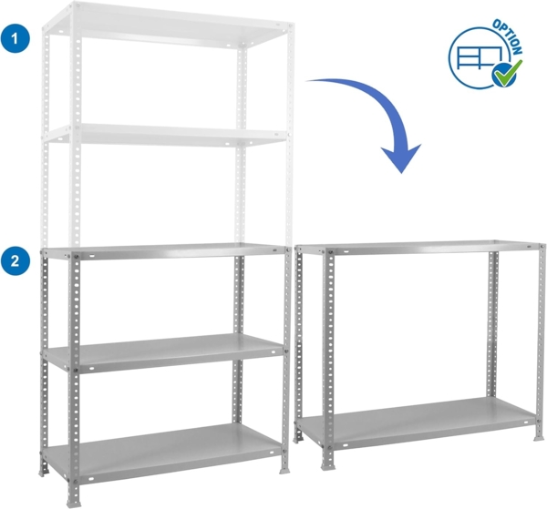 Simonrack Schwerlastregal, Lagerregal, 200 x 100 x 50 Metallregal, Kellerregal, Biegestelle 100 kg, 5 Fachböden, Grau - Comfort Bild 9