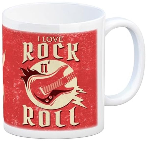 speecheese Tasse I Love Rock 'n' Roll Kaffeebecher mit Gitarren Motiv