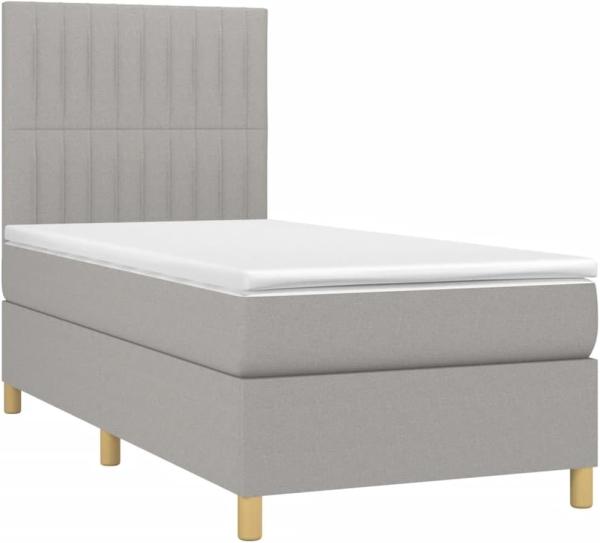 vidaXL Boxspringbett mit Matratze Hellgrau 100x200 cm Stoff 3142473