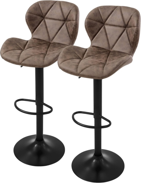 ML-DESIGN Barhocker Gepolsterter Barstuhl mit Rückenlehne und Fußstütze, 360° drehbar (2 St), Bistrohocker aus Kunstleder, Braun, Drehstuhl Hocker Tresenhocker