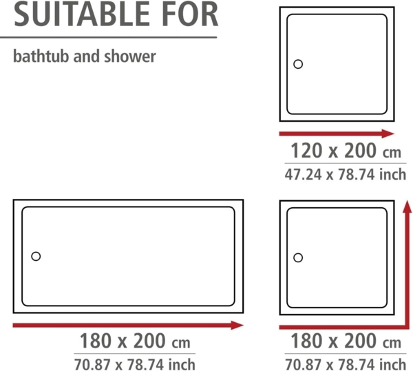 WENKO MR. DEER Duschvorhang 180 x 200 cm, Weiß/Grau, waschbar, Polyester Bild 6