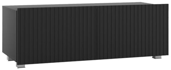 Lomadox Lowboard KEMPTEN-132, in schwarz matt, 4-türig, Breite 200 cm, Rillenfront Bild 5