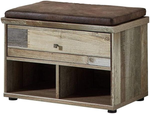 Garderobenbank Flurbank BONANZA - Driftwood Nachbildung - inkl. Kissen