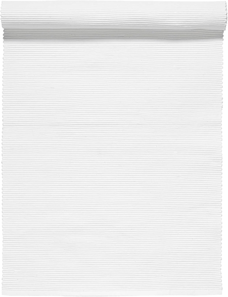 LINUM UNI Dekoratives Tischläufer für Esstisch 45x150 cm, 100% Gerippte Baumwolle, Maschinenwaschbar, Weiß