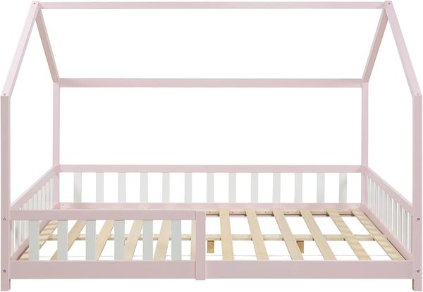 Hausbett Hesel mit Matratze und Rausfallschutz 140x200cm Rosa [en. casa] Bild 5