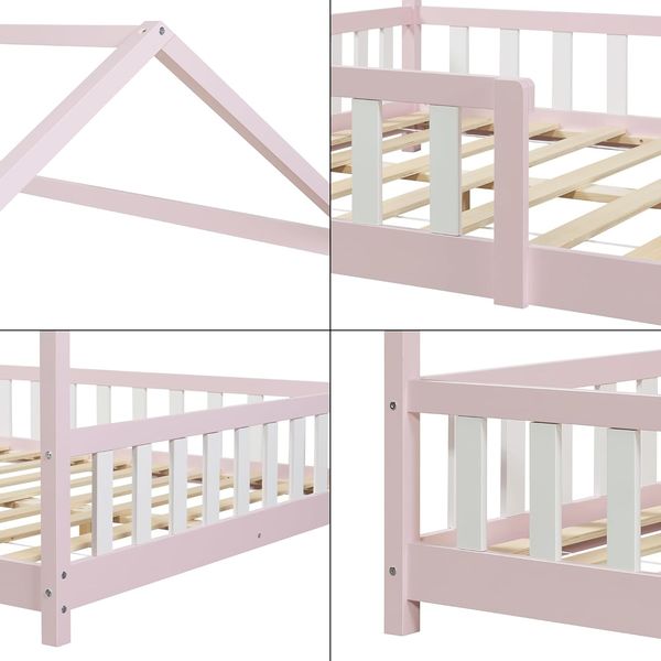 Hausbett Hesel mit Matratze und Rausfallschutz 140x200cm Rosa [en. casa] Bild 7