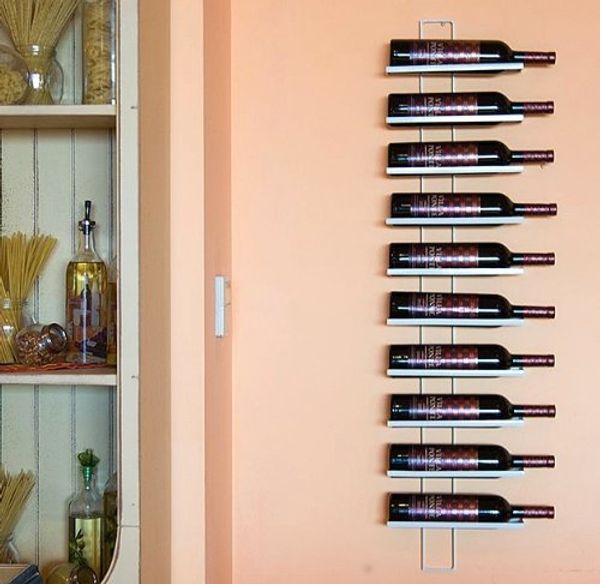 Weinregal Dies White 116cm aus Metall für 10 Flaschen Flaschenständer Wandregal