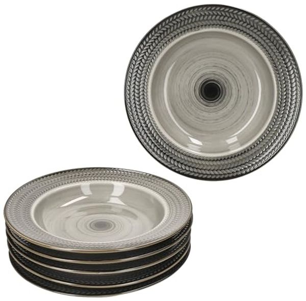 MÄSER Suppenteller Mäser Prospero 6x Suppenteller braun Porzellan tiefe Teller Pasta