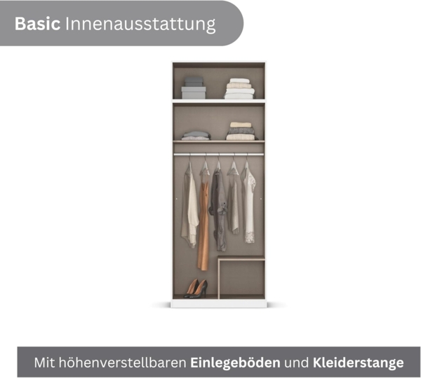 Rauch Möbel Lagoa, Kleiderschrank, Garderobe für Schlafzimmer, Kinderzimmer, Jugendzimmer 4-türig, mit Spiegel, 2 Schubladen, Farbe Beige, Breite 91 cm Bild 6